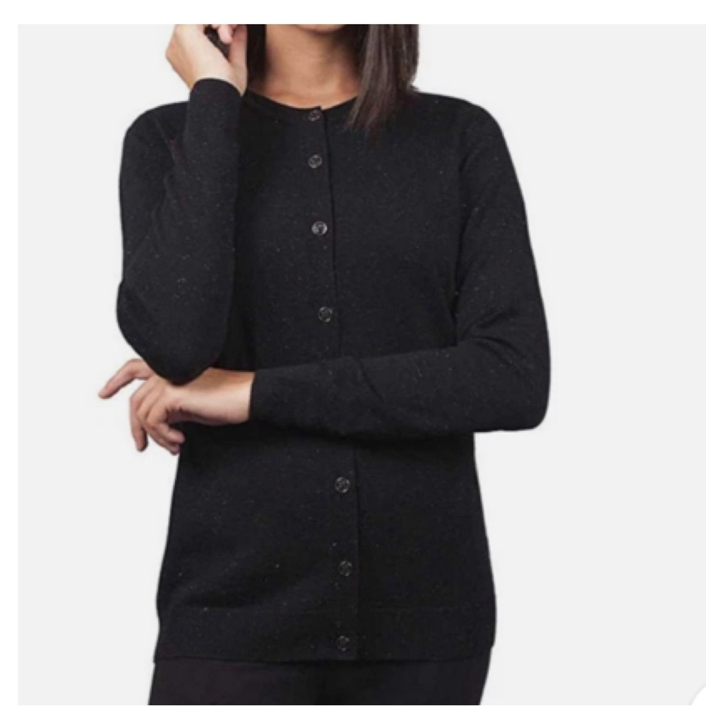 NICOLE MILLER ORIGINAL Black & Metallic Yarn Cardigan